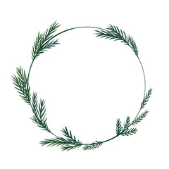 Christmas pine tree wreath simple minimalistic illustration
