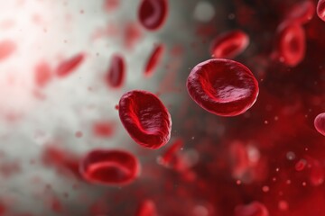A close up of red blood cells in motion. Concept of life and energy, as the red blood cells are in motion and appear to be actively circulating throughout the body