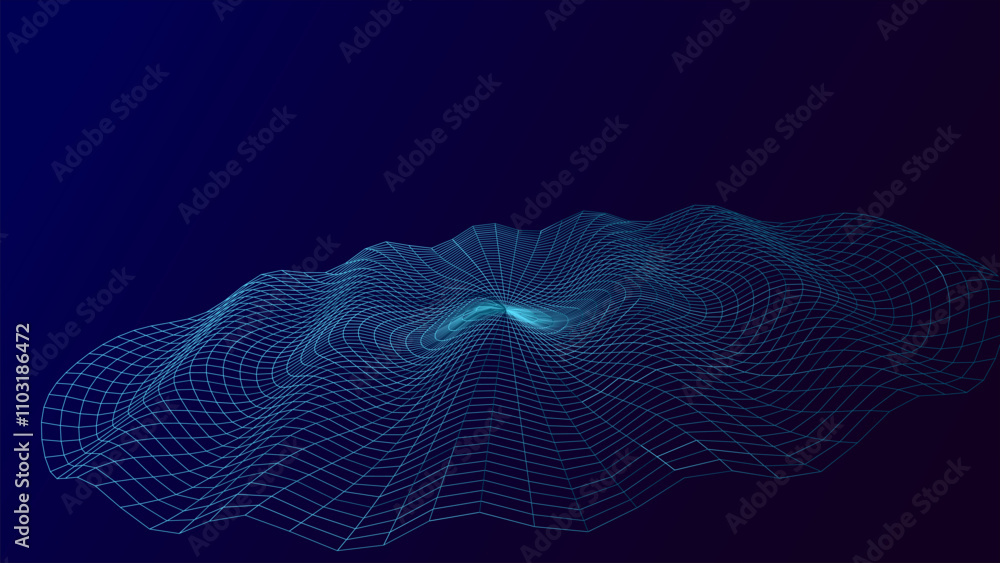 Poster abstract vector wave with interweaving lines and dots. digital technologies - big data research.