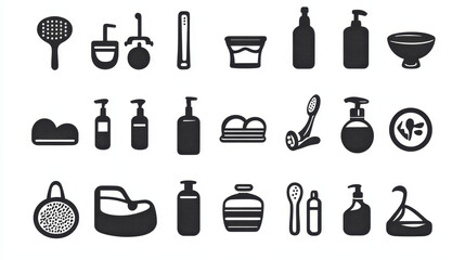Fototapeta premium A hygiene icon set typically includes various symbols representing cleanliness and hygiene-related activities or products.