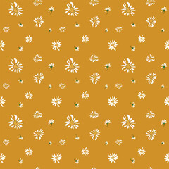 A seamless textile Background of daisy seamless pattern vector design hand drawn spring daisy flower fabric towel design pattern summer print ditsy flower.