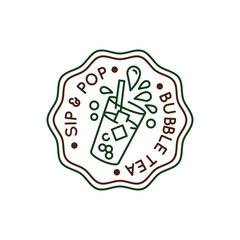 Simple Logo with Slip and pop bubble tea icon. Simple logo with bubble tea icon for social media, app, and web design. Vector illustration