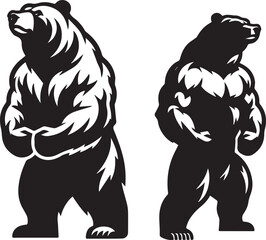 Mighty bear silhouette - vector image of mighty bear - strong bear animal -