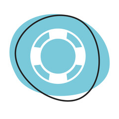 Rettungsring Button - Icon in blau und weiß