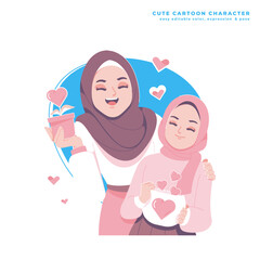 cute mothers love cartoon character