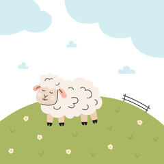 Funny cute sheep vector illustration