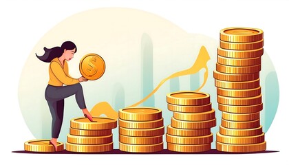 Successful businessman analyzing financial growth on 3D bar chart