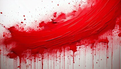 Red grungy paint splattered on white background 