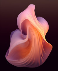 a black coloured artwork with colored waves, in the style of light orange and light magenta, ethereal sculptures, subtle colours, digitally manipulated, realistic forms, asymmetrical forms, 