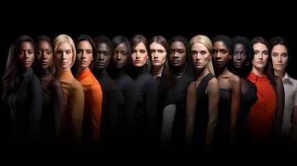 Obraz premium Celebrating multi ethnic diversity a beautiful gathering of women from different ethnic backgrounds