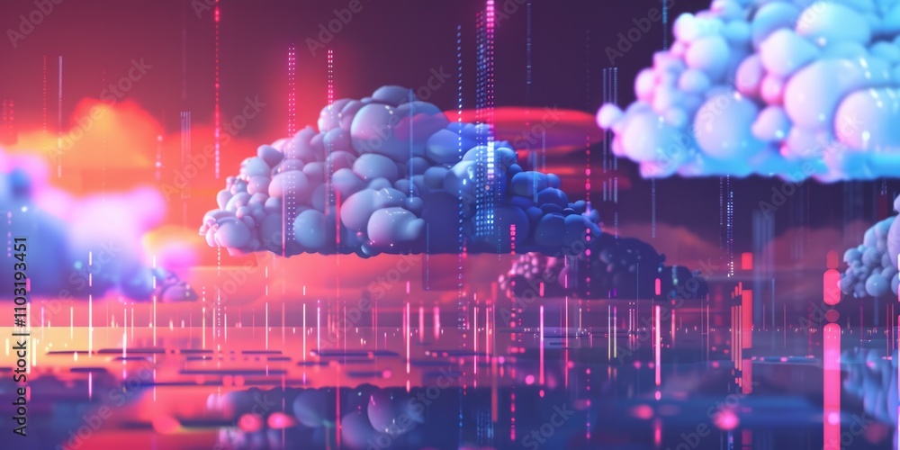Poster colorful, abstract image of a cloudy sky with a red and orange background. the clouds are large and 