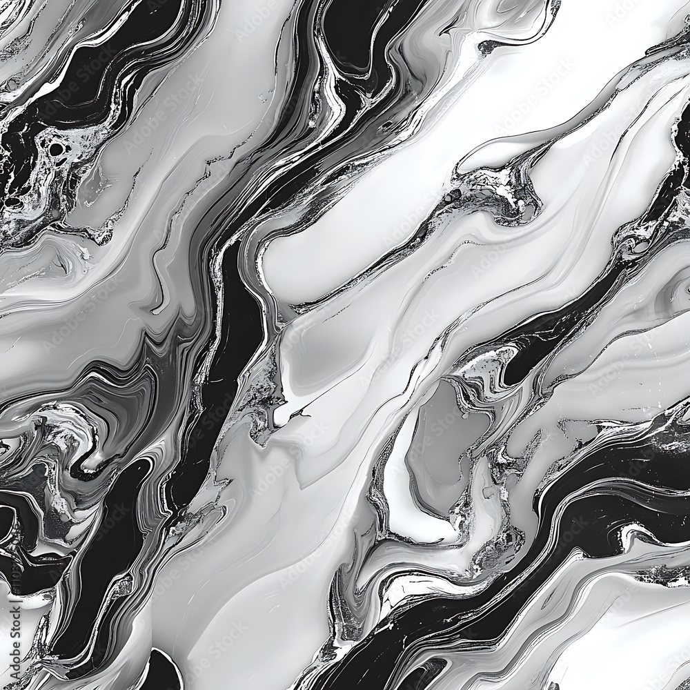Poster elegant black and white marble texture with flowing patterns and smooth surfaces, perfect for backgr