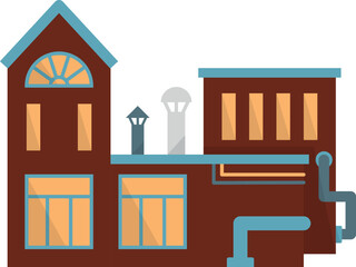 A large brick building with a chimney on the roof