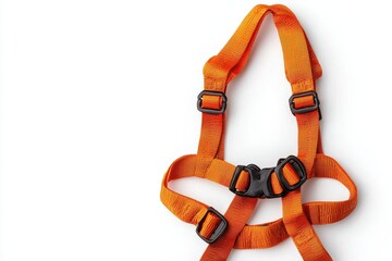 Bright orange safety harness for pets, ideal for outdoor adventures and secure walks.