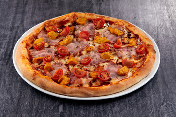 fresh pizza on the white plate
