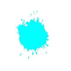 Hellblauer Farbklecks - Farbspritzer auf weißem Hintergrund