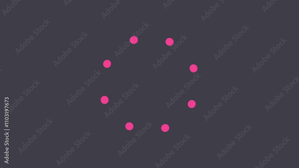 Poster mesmerizing animated geometric pattern with pink circles on dark background