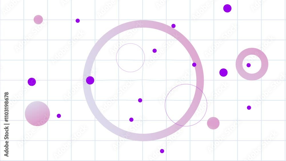 Poster abstract geometric grid with gradient circles and purple dots patterned illustration