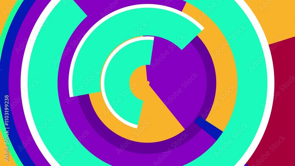 Poster abstract circular geometric pattern with vibrant colors and symmetrical design elements