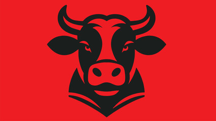 cow head silhouette logo in flat style