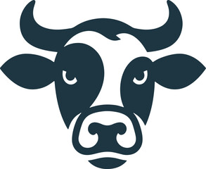 cow head silhouette logo in flat style