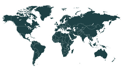 World map. Black modern vector map. Silhouette map.