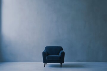 青いアームチェアとミニマルな空間デザイン | Blue Armchair in Minimalist Space Design

