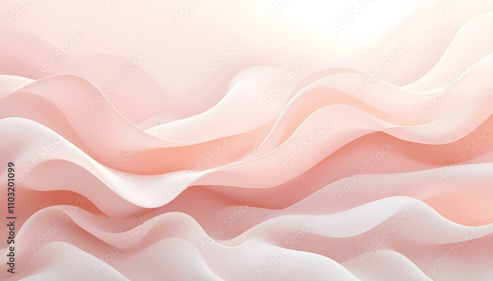 Poster soft pink and beige waves are overlapping. delicate abstract background with a soothing and calming 