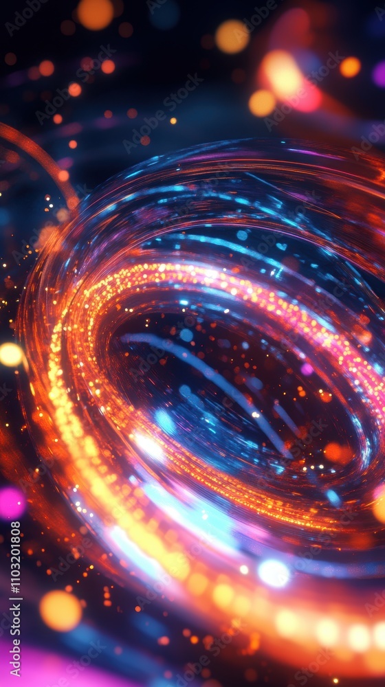 Aufkleber abstract swirling orbs of light in vibrant colors creating a mesmerizing effect.