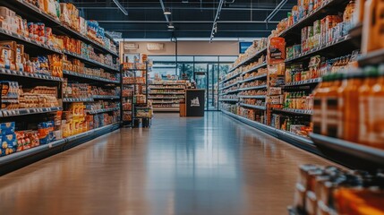 grocery store aisle filled with various products.