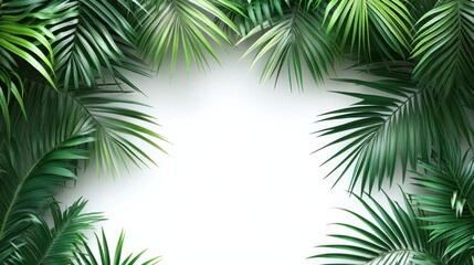 Lush Green Tropical Palm Leaves Frame