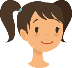 A cartoon girl with a ponytail and a smile on her face