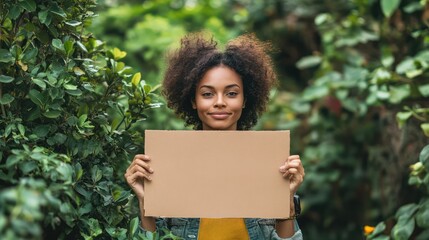 A committed activist holding a sign for sustainability, framed by a vibrant green backdrop for advocacy