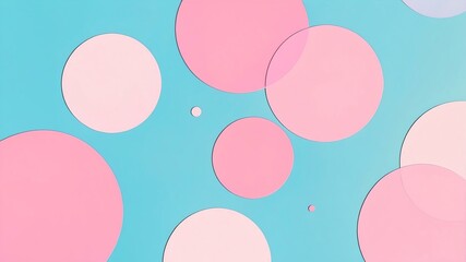 Abstract shade of pink circles on pastel blue background