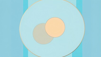 Abstract shade of gold circles on pastel blue background