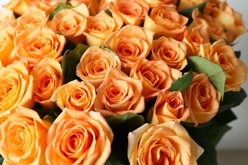 Beautiful bouquet with orange roses 