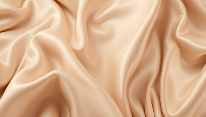 Fototapeta premium Processed collage of smooth wavy beige light brown satin silk cloth fabric. Background. Beautiful smooth elegant wavy beige light brown luxury cloth fabric texture, abstract background design. 