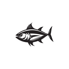 Tuna Fish silhouette vector Style with white background