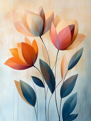 Flower Botanical Art as Graphic Design Element and Poster