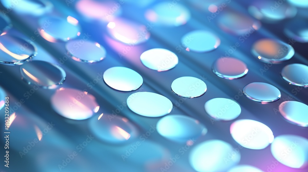 Poster colorful reflections on circular surfaces create a mesmerizing pattern in a modern setting