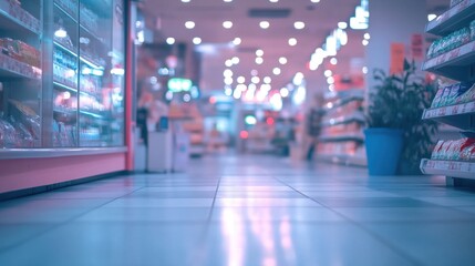Obraz premium Serene Supermarket Aisles: A Glimpse into Retail Calm