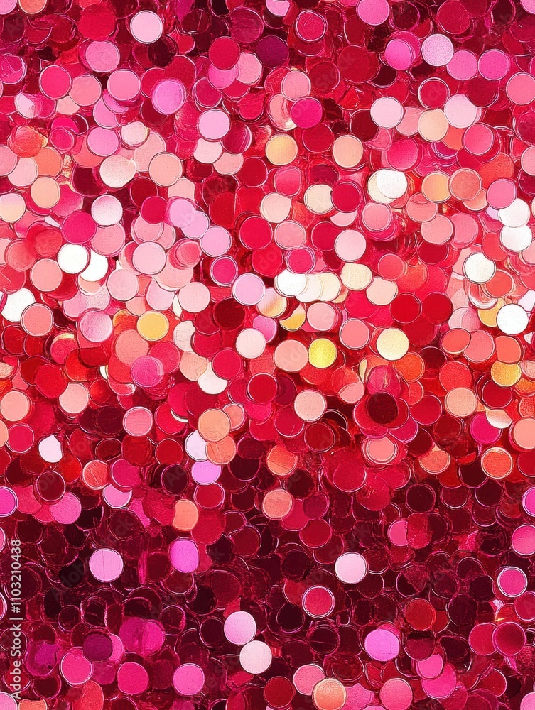 Poster vibrant red and pink sequins create a dazzling backdrop of color and texture.
