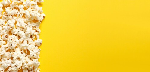 Delicious popcorn on color background 