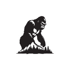King Kong silhouette vector Style with white background AI Generated 