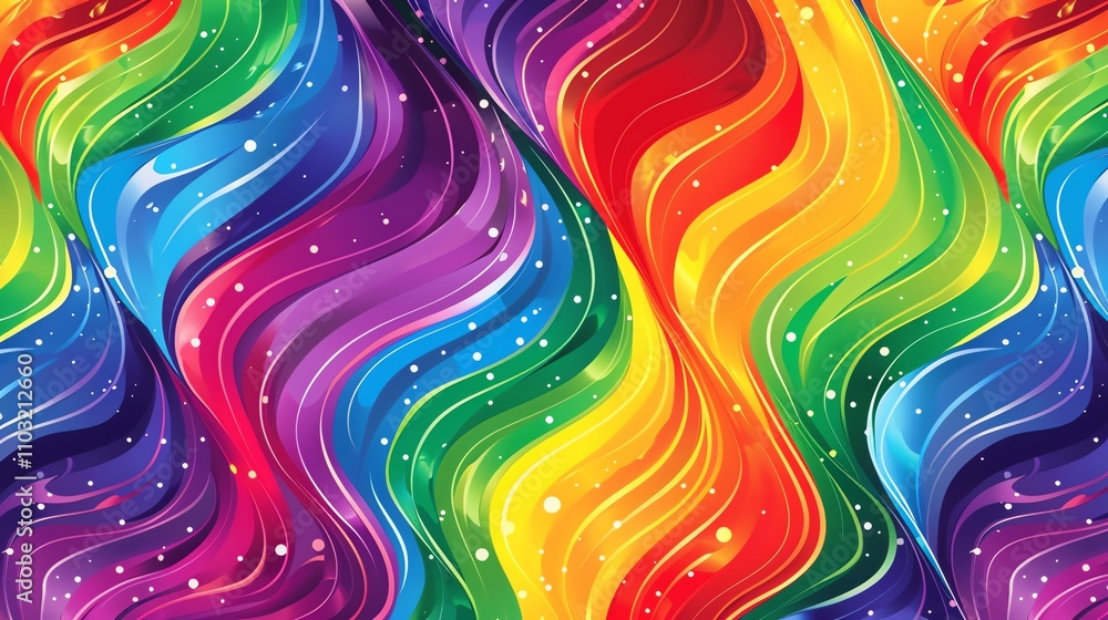Poster a colorful, abstract background with wavy lines.