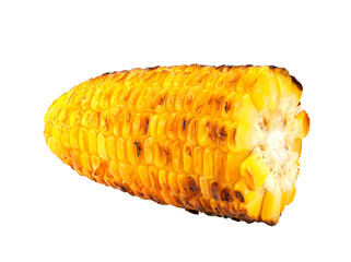 half of grilled sweet corn on transparent png
