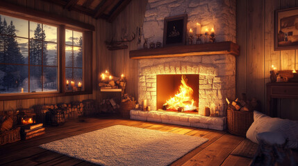 "Cozy Fireplace with Warm, Crackling Fire: Creating the Perfect Ambiance"

