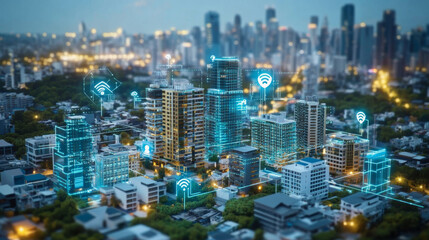 Obraz premium Building design concept. Engineering of autonomous system of smart building. Drafting of communications of house. Project development of apartment house. Architectural drawing, blueprint of facade.