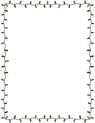 Christmas lights border  light string frame isolated holiday decor doodle border