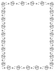 Christmas snowman frame isolated holiday decor doodle border